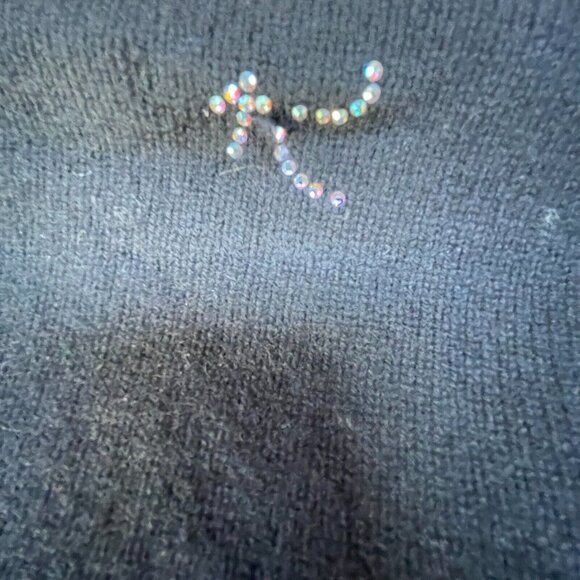 Cochni Italy Womens Cashmere Pullover Sweater Bow Crystal Stud Black Lightweight - Picture 5 of 10